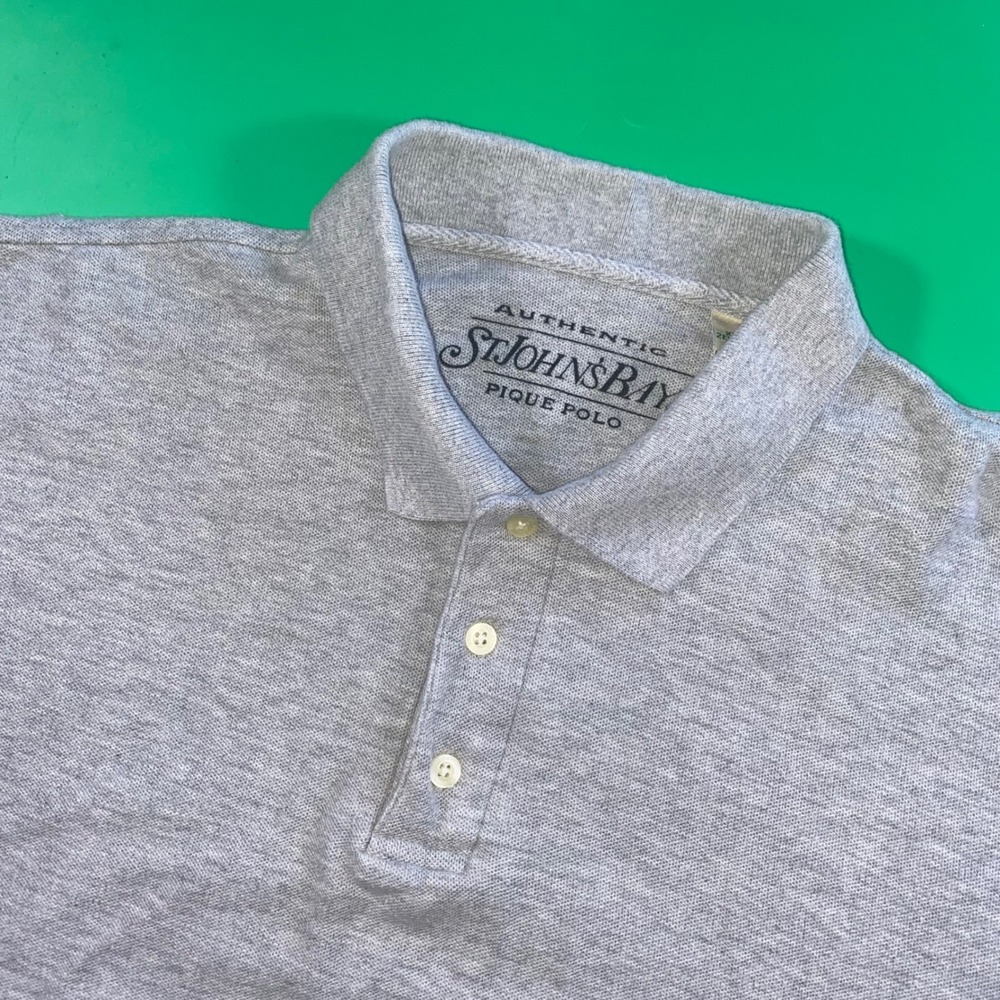Mens St Johns Bay Pique Polo Shirt XXL 2XL Short Sleeve Gray‎ Casual Top